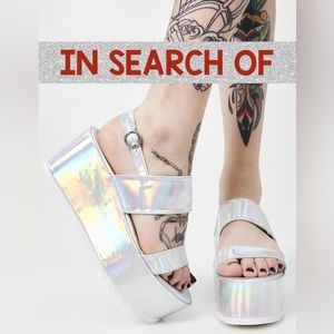 ISO Dolls Kill Wild Diva Holographic Platform Sandals